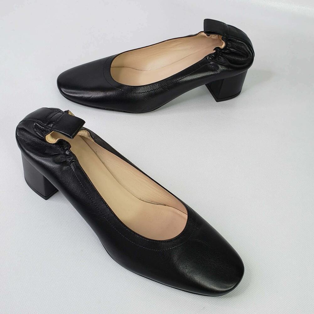 Everlane Black Leather Block Heel Pumps